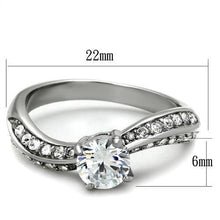 Load image into Gallery viewer, TK2171 - High polished (no plating) Stainless Steel Ring with AAA Grade CZ  in Clear
