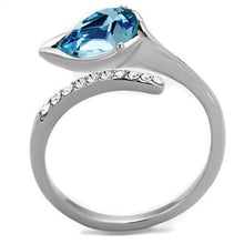 Load image into Gallery viewer, TK2174 - High polished (no plating) Stainless Steel Ring with Top Grade Crystal  in Sea Blue