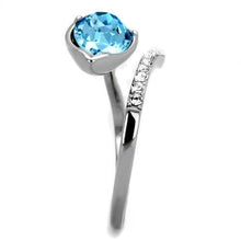 Load image into Gallery viewer, TK2174 - High polished (no plating) Stainless Steel Ring with Top Grade Crystal  in Sea Blue