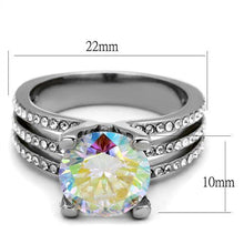 Load image into Gallery viewer, TK2179 - High polished (no plating) Stainless Steel Ring with AAA Grade CZ  in White AB