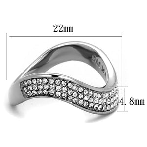 TK2181 - High polished (no plating) Stainless Steel Ring with Top Grade Crystal  in Clear