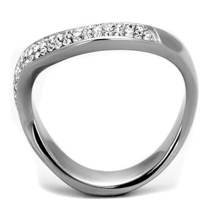 TK2181 - High polished (no plating) Stainless Steel Ring with Top Grade Crystal  in Clear
