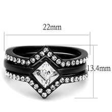 Load image into Gallery viewer, TK2185 - IP Black(Ion Plating) Stainless Steel Ring with Top Grade Crystal  in Clear