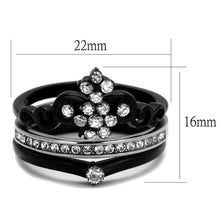 Load image into Gallery viewer, TK2187 - Two-Tone IP Black Stainless Steel Ring with AAA Grade CZ  in Clear