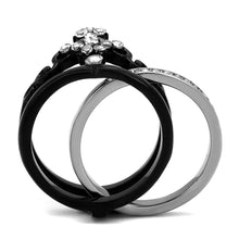 Load image into Gallery viewer, TK2187 - Two-Tone IP Black Stainless Steel Ring with AAA Grade CZ  in Clear