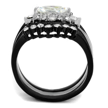 Load image into Gallery viewer, TK2188 - Two-Tone IP Black Stainless Steel Ring with AAA Grade CZ  in Clear