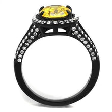 Load image into Gallery viewer, TK2193 - IP Black(Ion Plating) Stainless Steel Ring with AAA Grade CZ  in Topaz