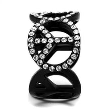 Load image into Gallery viewer, TK2194 - IP Black(Ion Plating) Stainless Steel Ring with Top Grade Crystal  in Clear