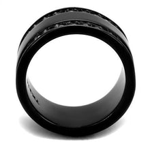 Load image into Gallery viewer, TK2195 - IP Black(Ion Plating) Stainless Steel Ring with Top Grade Crystal  in Clear