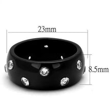 Load image into Gallery viewer, TK2196 - IP Black(Ion Plating) Stainless Steel Ring with AAA Grade CZ  in Clear