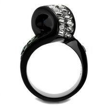 Load image into Gallery viewer, TK2199 - IP Black(Ion Plating) Stainless Steel Ring with Synthetic Synthetic Glass in Blue Zircon