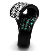Load image into Gallery viewer, TK2199 - IP Black(Ion Plating) Stainless Steel Ring with Synthetic Synthetic Glass in Blue Zircon
