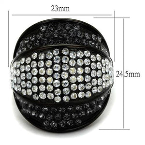 TK2200 - IP Black(Ion Plating) Stainless Steel Ring with Top Grade Crystal  in Multi Color