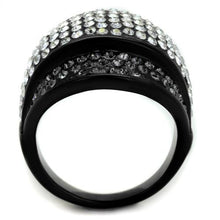 Load image into Gallery viewer, TK2200 - IP Black(Ion Plating) Stainless Steel Ring with Top Grade Crystal  in Multi Color