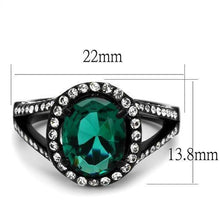 Load image into Gallery viewer, TK2202 - IP Black(Ion Plating) Stainless Steel Ring with Synthetic Synthetic Glass in Blue Zircon