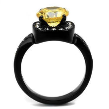 Load image into Gallery viewer, TK2208 - IP Black(Ion Plating) Stainless Steel Ring with AAA Grade CZ  in Topaz