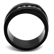 Load image into Gallery viewer, TK2210 - IP Black(Ion Plating) Stainless Steel Ring with AAA Grade CZ  in Clear