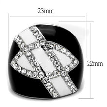 Load image into Gallery viewer, TK2211 - High polished (no plating) Stainless Steel Ring with Top Grade Crystal  in Clear