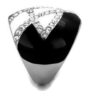 TK2211 - High polished (no plating) Stainless Steel Ring with Top Grade Crystal  in Clear