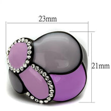 Load image into Gallery viewer, TK2215 - IP Black(Ion Plating) Stainless Steel Ring with Top Grade Crystal  in Clear