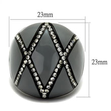Load image into Gallery viewer, TK2216 - IP Black(Ion Plating) Stainless Steel Ring with Top Grade Crystal  in Clear