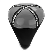 Load image into Gallery viewer, TK2216 - IP Black(Ion Plating) Stainless Steel Ring with Top Grade Crystal  in Clear