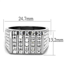 Load image into Gallery viewer, TK2219 - High polished (no plating) Stainless Steel Ring with Top Grade Crystal  in Clear