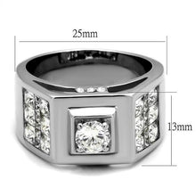 Load image into Gallery viewer, TK2220 - High polished (no plating) Stainless Steel Ring with AAA Grade CZ  in Clear