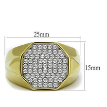 Load image into Gallery viewer, TK2221 - Two-Tone IP Gold (Ion Plating) Stainless Steel Ring with Top Grade Crystal  in Clear