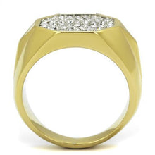 Load image into Gallery viewer, TK2221 - Two-Tone IP Gold (Ion Plating) Stainless Steel Ring with Top Grade Crystal  in Clear