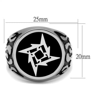 TK2225 - High polished (no plating) Stainless Steel Ring with Epoxy  in Jet