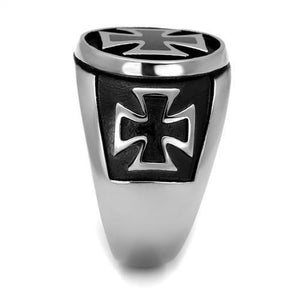 TK2226 - High polished (no plating) Stainless Steel Ring with Epoxy  in Jet