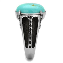 Load image into Gallery viewer, TK2228 - High polished (no plating) Stainless Steel Ring with Synthetic Turquoise in Turquoise