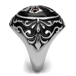TK2229 - High polished (no plating) Stainless Steel Ring with Top Grade Crystal  in Siam
