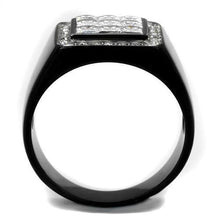 Load image into Gallery viewer, TK2230 - Two-Tone IP Black Stainless Steel Ring with AAA Grade CZ  in Clear
