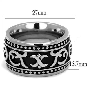 TK2233 - High polished (no plating) Stainless Steel Ring with Epoxy  in Jet