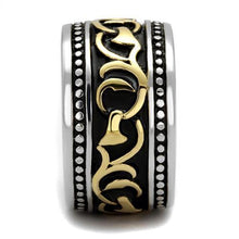 Load image into Gallery viewer, TK2234 - Two-Tone IP Gold (Ion Plating) Stainless Steel Ring with Epoxy  in Jet