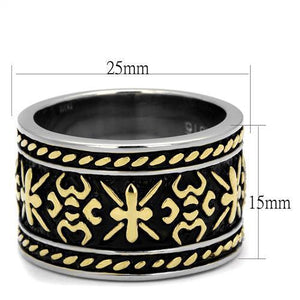TK2236 - Two-Tone IP Gold (Ion Plating) Stainless Steel Ring with Epoxy  in Jet