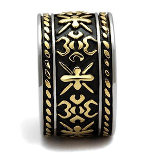 TK2236 - Two-Tone IP Gold (Ion Plating) Stainless Steel Ring with Epoxy  in Jet