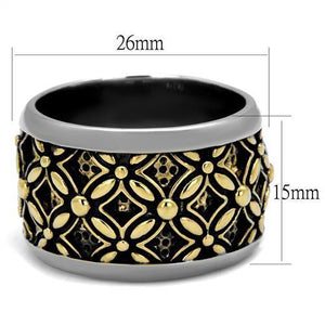TK2237 - Two-Tone IP Gold (Ion Plating) Stainless Steel Ring with Epoxy  in Jet