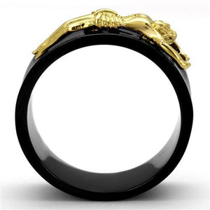 TK2240 - IP Gold+ IP Black (Ion Plating) Stainless Steel Ring with No Stone
