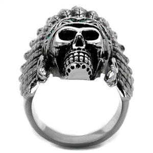 TK2245 - High polished (no plating) Stainless Steel Ring with Top Grade Crystal  in Emerald