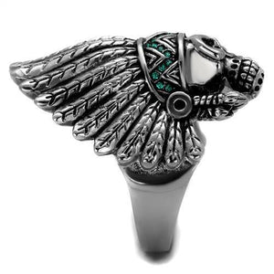 TK2245 - High polished (no plating) Stainless Steel Ring with Top Grade Crystal  in Emerald