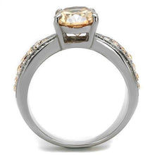 Load image into Gallery viewer, TK2249 - High polished (no plating) Stainless Steel Ring with AAA Grade CZ  in Champagne