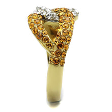 Load image into Gallery viewer, TK2251 - Two-Tone IP Gold (Ion Plating) Stainless Steel Ring with Top Grade Crystal  in Topaz