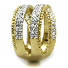 Load image into Gallery viewer, TK2252 - Two-Tone IP Gold (Ion Plating) Stainless Steel Ring with Top Grade Crystal  in Clear