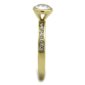 TK2254 - IP Gold(Ion Plating) Stainless Steel Ring with AAA Grade CZ  in Clear