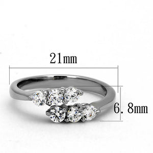TK2259 - High polished (no plating) Stainless Steel Ring with AAA Grade CZ  in Clear