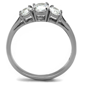 TK2260 - High polished (no plating) Stainless Steel Ring with AAA Grade CZ  in Clear