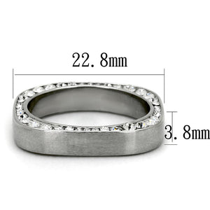 TK2261 - High polished (no plating) Stainless Steel Ring with Top Grade Crystal  in Clear